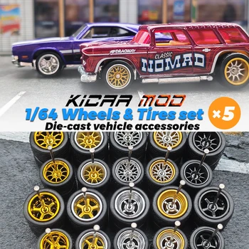 KicarMod 1/64 ruedas 11*13mm ABS colores galvanizados vehículos juguetes neumáticos para 5 coches por bolsa para Hot Wheels Hobby piezas modificadas