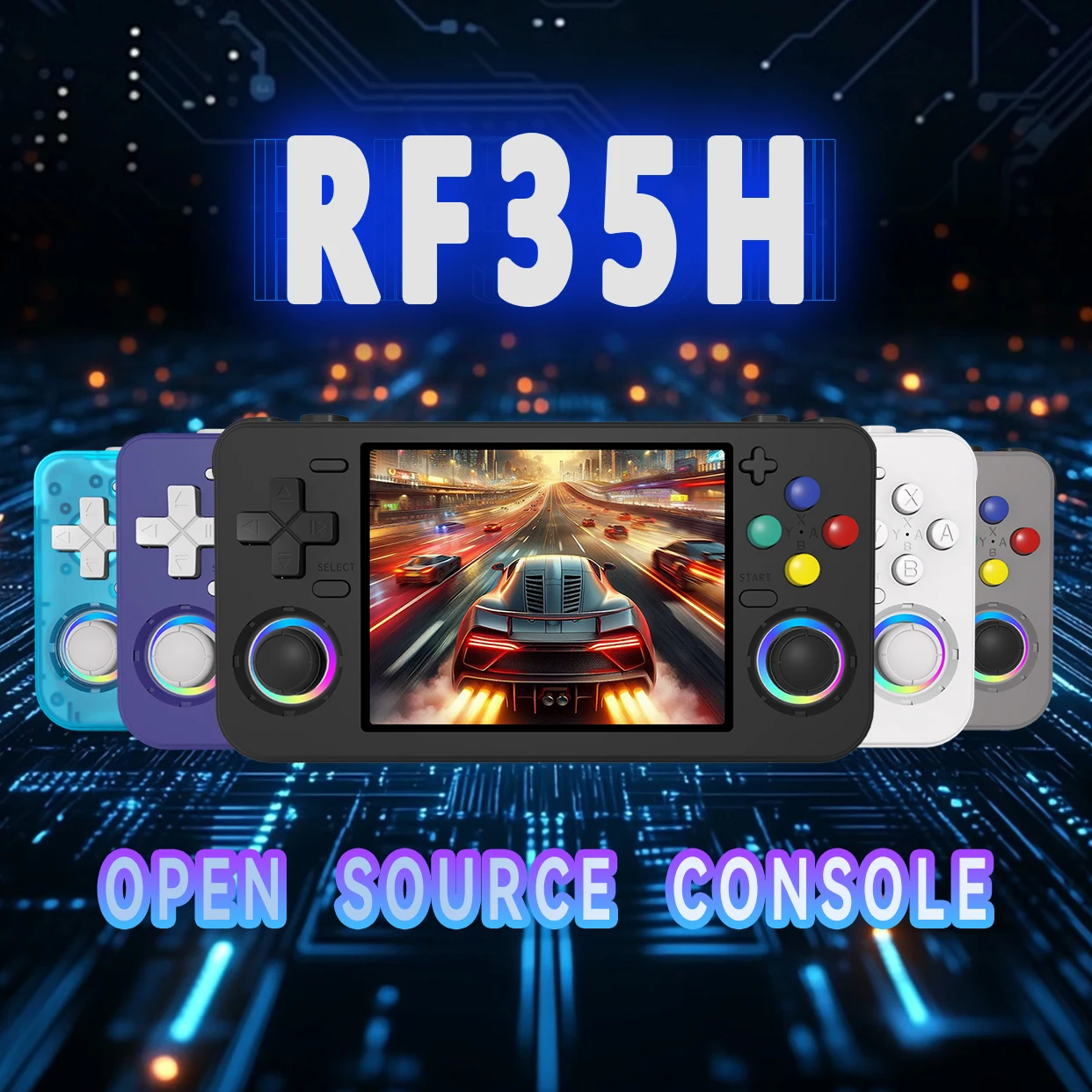 

Портативная игровая консоль RF35H с 3,5-дюймовым IPS-экраном высокого разрешения, поддерживающая более 30 эмуляторов и подключение по Wi-Fi.