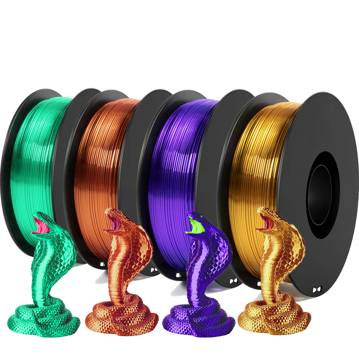 3D 프린터 필라멘트 번들 실크 샤이니 레인보우 PLA 필라멘트, 강화된 내구성 3D 프린팅 필라멘트, 1.75mm 250gX 4 스풀 (2.2