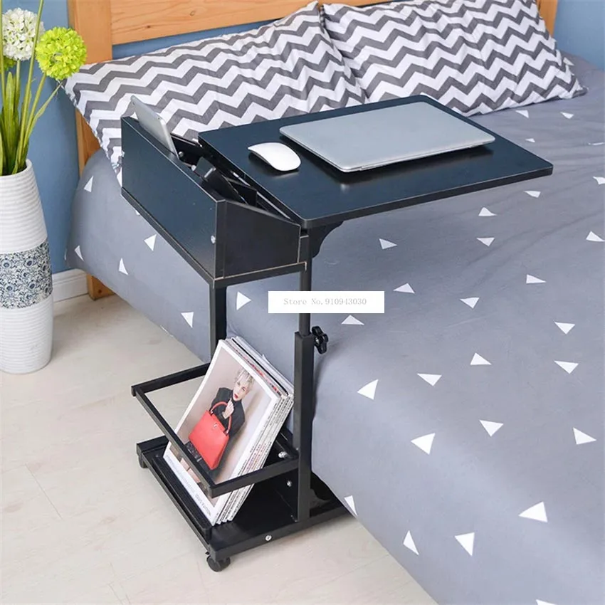 Portable Table Adjustable Lifting Standing Laptop Desk Bedroom Removable Storage Small Side Table Mini Sofa Cabinet