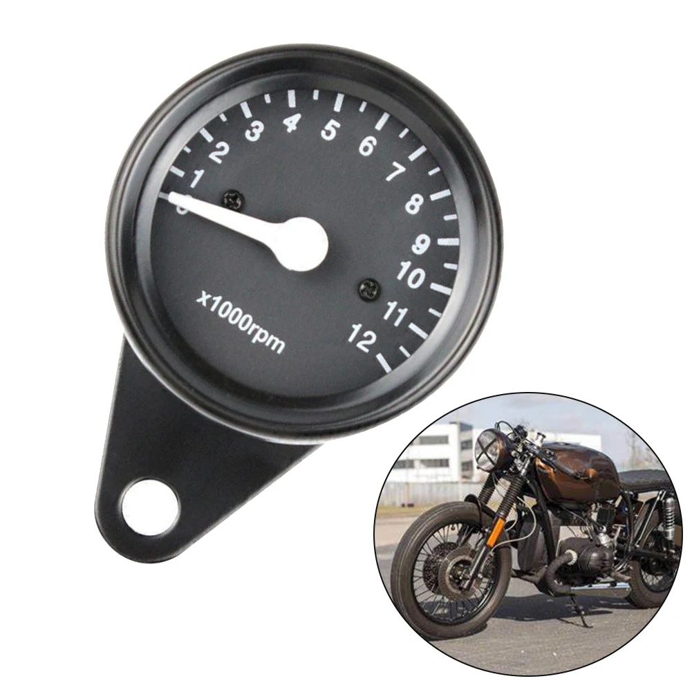 Easy-installation High-quality Tachometer Meter 10mm 12V Black Tachometer Motorcycle Night Motorcycle Instrument