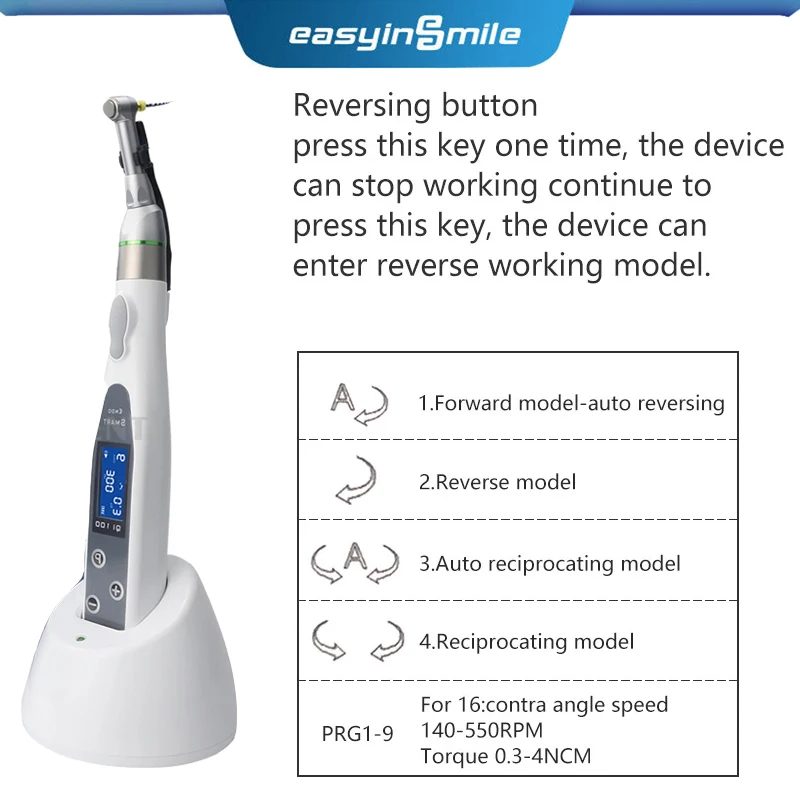 16:1 Dental Wireless Endo Motor Smart 9 Programs with LED Lamp and Reduction Contra Angle Endodontic Rotary File Instrument