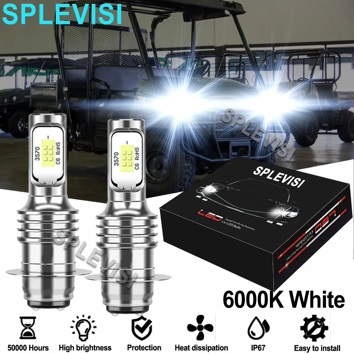 

LED Headlight Bulbs For Kawasaki Mule 3000 2003-2008 3010 2003-2008 4000 2010 2011 610 2005 2006 2007 2008 2009 2010 2011