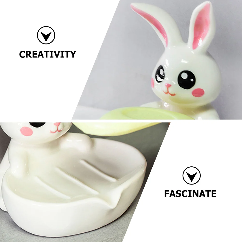 

Ceramic Bunny Soap Dish Lightweight Soap Holder Draining Storage Box Bathroom Supplies Bathroom Supplies