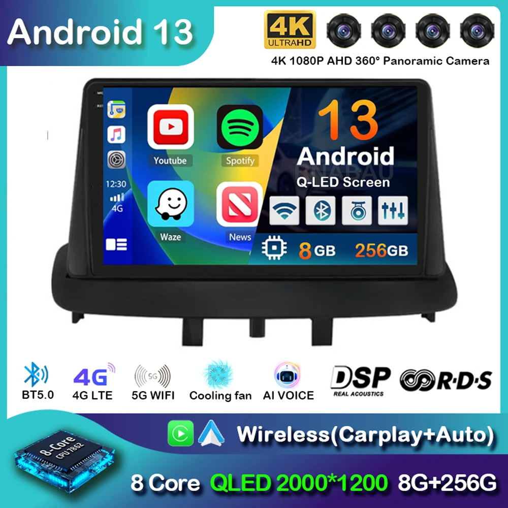 

Android 14 wifi+4G Carplay Car Radio For Renault Megane 3 Fluence Samsung SM3 2008-2014 Navigation GPS Stereo Multimedia DVD DSP