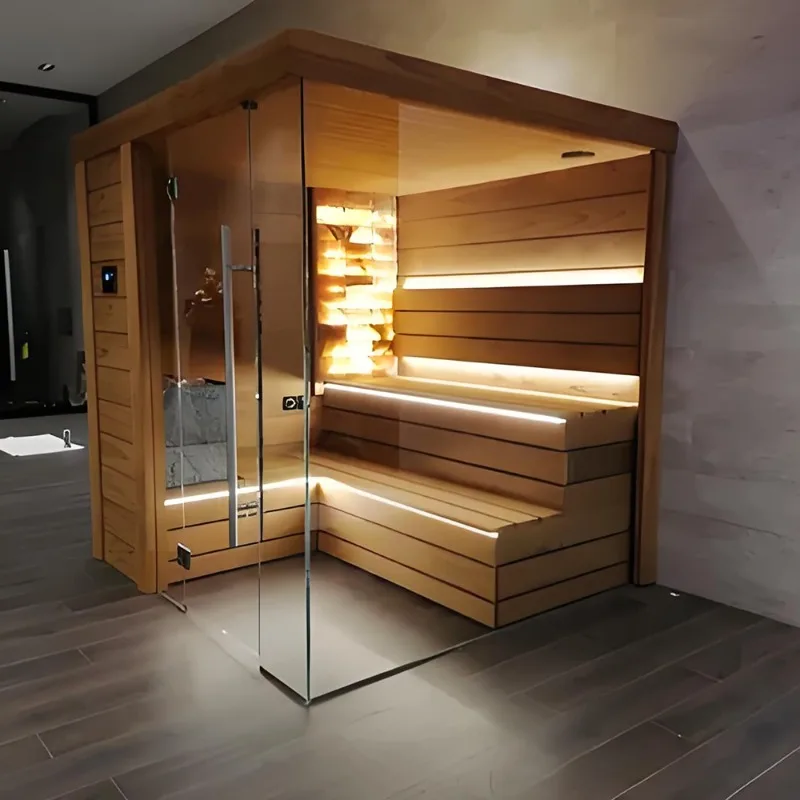 Indoor Infrared Traditioan Heater  Sauna Solid Wood Red Cedar Sauna Steam Cube Sauna Customized