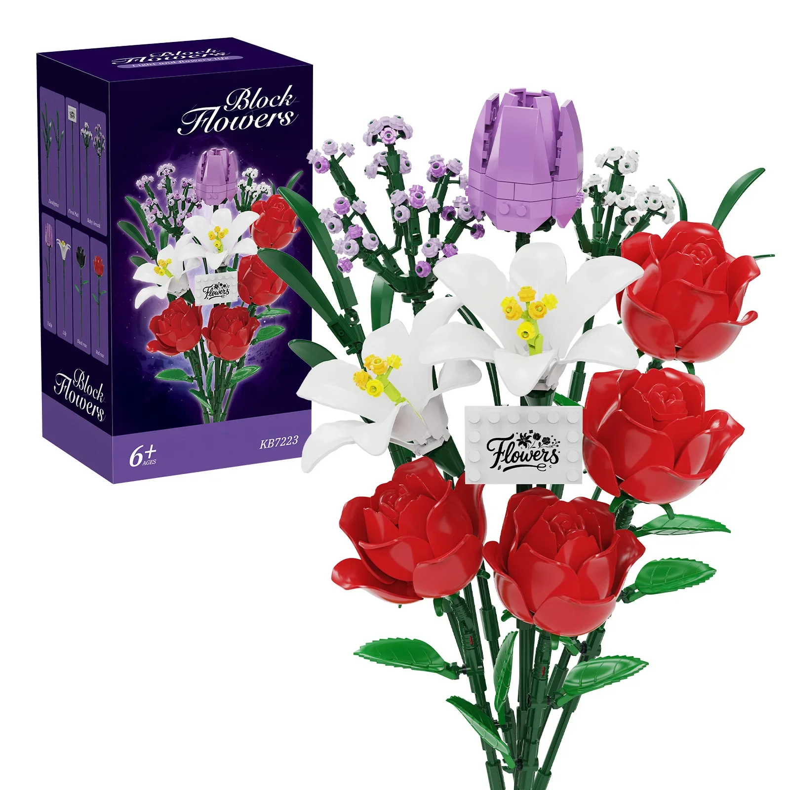 2026 다크 로맨스 고딕 장미 부케 블록 세트 교육용 DIY 꽃 모델 키트 소녀 어머니 발렌타인데이 선물