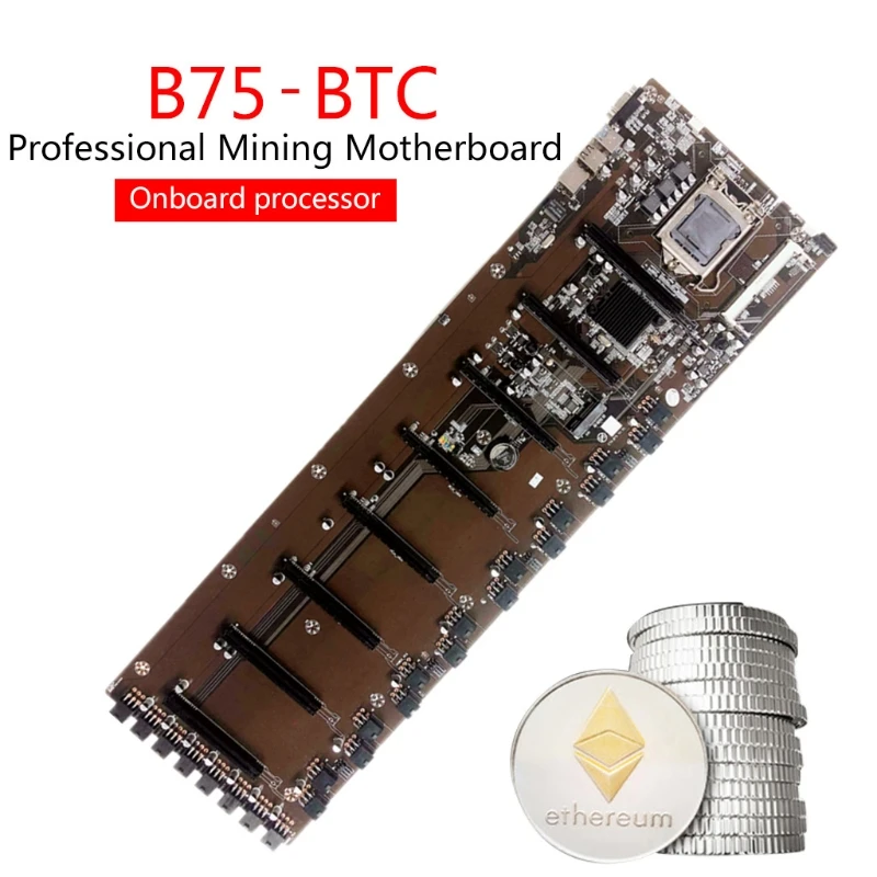 Imagem -02 - Bitcoin Motherboards para Mineiro Btc Mainboard Chipconjunto Vga Compatível com Hdmi Gpu 8pci-e Mineração Mainboard B75