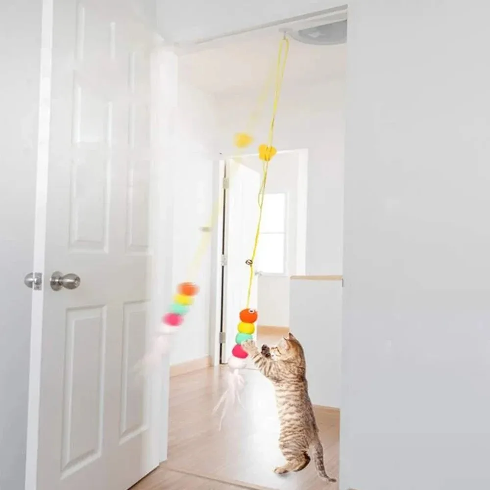 Pet Cat Toys Funny Stick Kitten Self -hi Elastic Rope Dragonfly Shape Feather Bell Teasing Stick Hanging Swing Thousands image 6