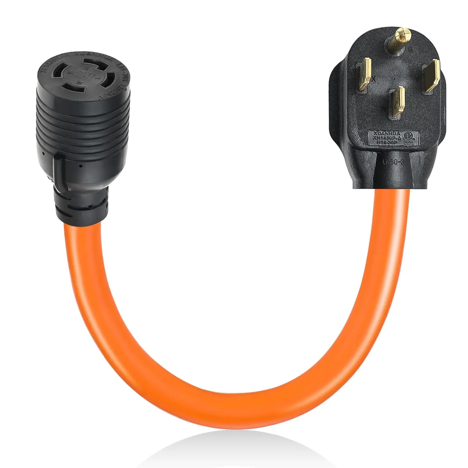 14-50P To L14-30R Generator Welder Adapter Plug Cord 1.5FT 50 Amp To 30 Amp 4 Prong Locking Generator Transfer Switch Adapter