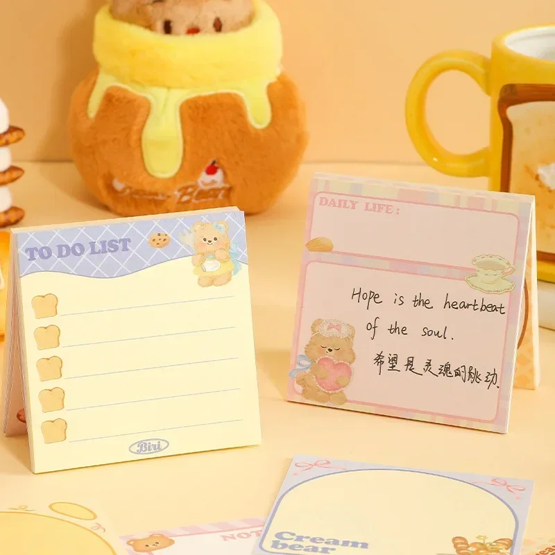 80pcs Kawaii Bear Series Note Pad Cartoon Cute Square Notebook Mini Portable Note Pad