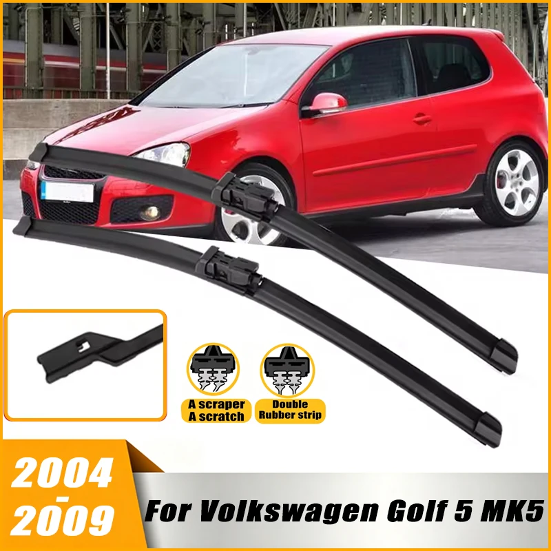 

2Pcs Front Windshield Wiper Blades For Volkswagen Golf 5 MK5 2004 2005 2006 2007 2008 2009 Quiet Durable Windscreen Wipers