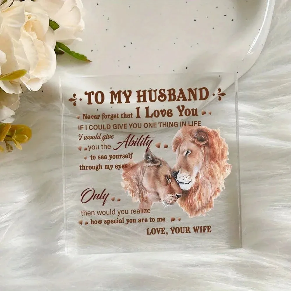 CIFBUY Crystal Acrylic Desktop Ornament Romantic Husband Gift Plaque Unique Home Office Bedroom Decor Appreciation Present