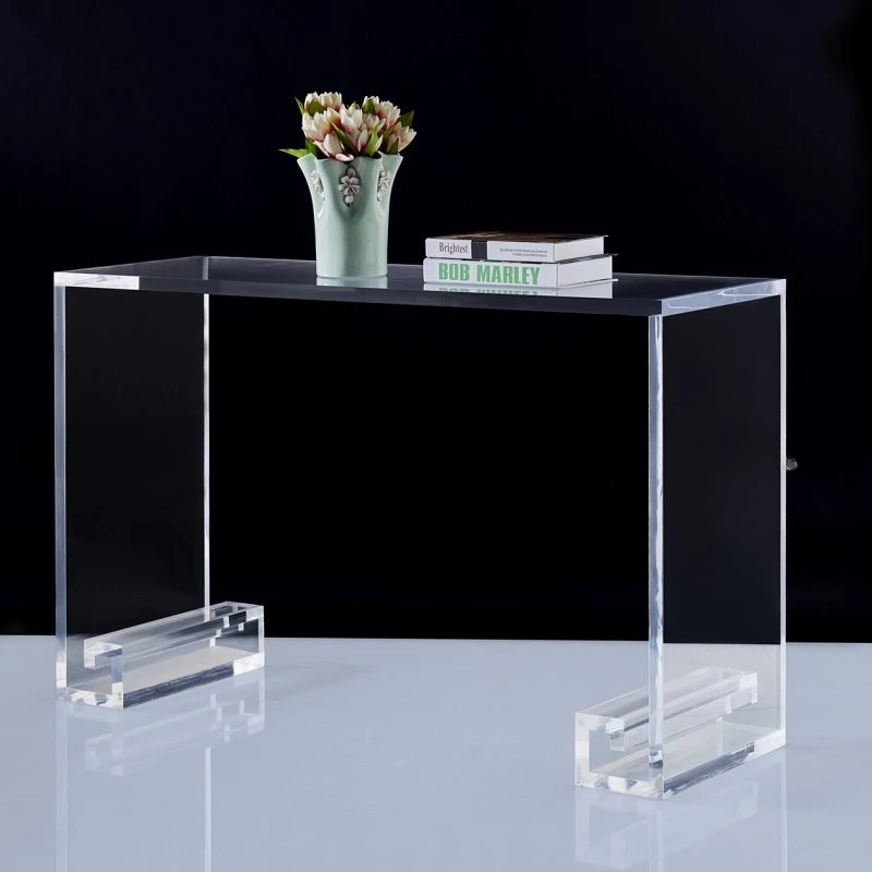 Mobile side table integrated U-shaped tea table transparent bay window small table tatami low acrylic coffee