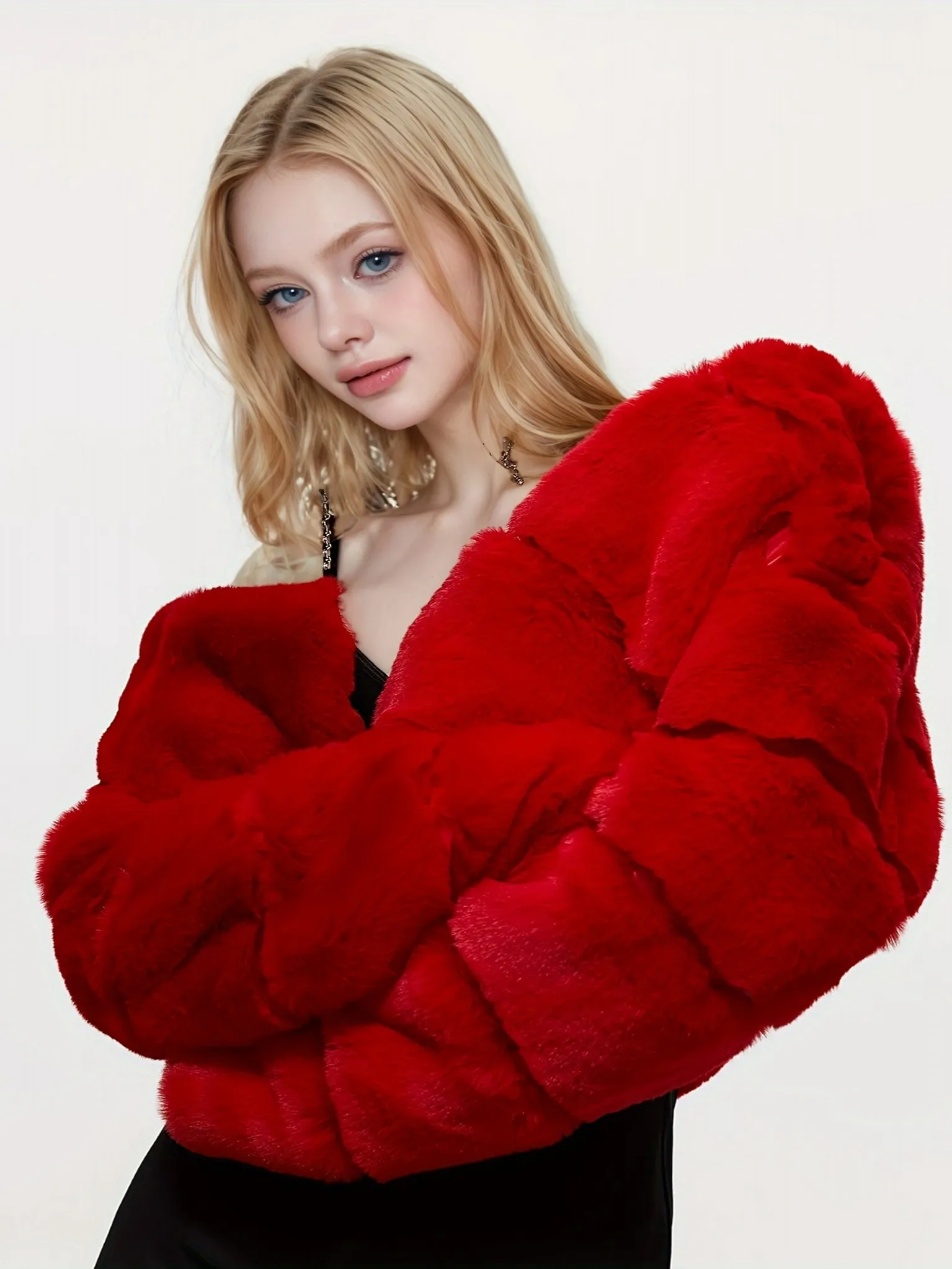 Женская шуба больших размеров из искусственного меха, модная и теплая для поездок на работу, короткая шуба из искусственного меха на молнии с капюшоном для женщин