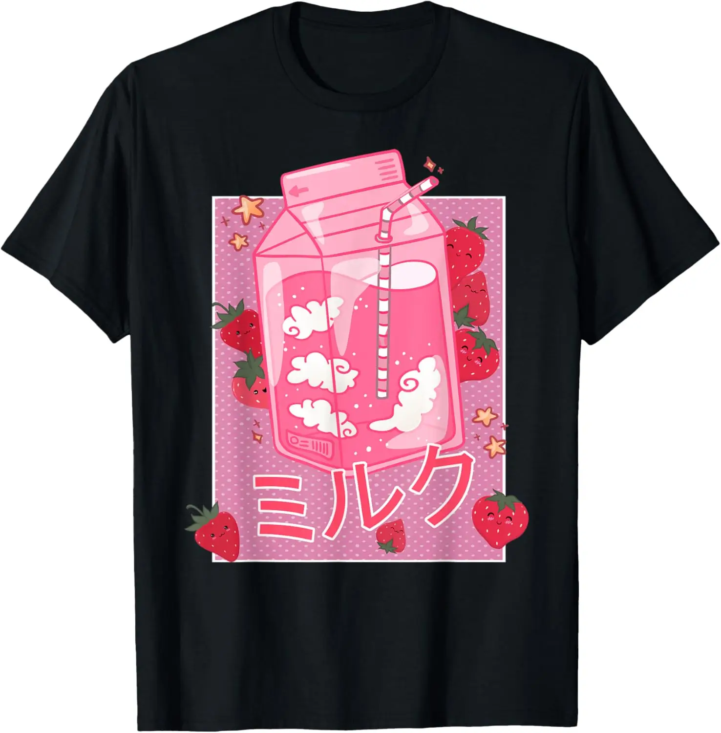 Retro 90s Strawberry Milk Shake - Funny Japanese Kawaii Milk T-Shirt