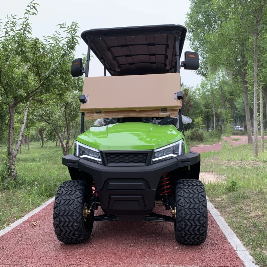 Multi-Color Light Flashing Lithium Battery Golf Cart 48V 60V 2+2 Seat 4 Wheel Electric Golf Cart Scenic Sightseeing Car