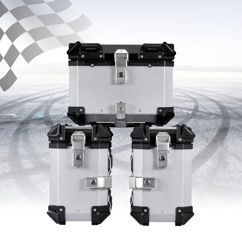 35L locomotive motorcycle general purpose aluminum alloy flat side box black/silver expansion capacity travel camping side box
