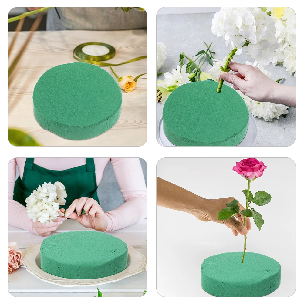 

4 Pcs Round Cylinder Flower Mud 20x4cm Water Absorbent Dried Floral Arrangement Supplies Base Accessories for Home DIY Shop