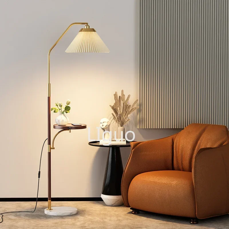 

Nordic Led Floor Lamp Living Room Stand Light Fixture Bedroom Bedside Lamp Home Decoration Night Light Fabric Lampshade Gold