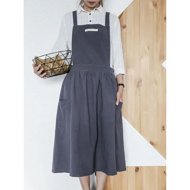 Barbecue Oil Splash Proof Apron Anti-wear Anti-pollution Korea Long Apron Pleated Skirt Bar Coffee Shop Florist Studio Uniform