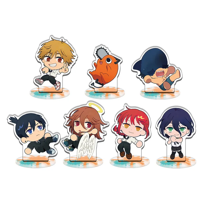 Anime Chainsaw Man Acrylic Standee Keychain Cute Chibi Reze Denji Aki Angel Devil Transparent Figure Desk Decor Collectible Gift