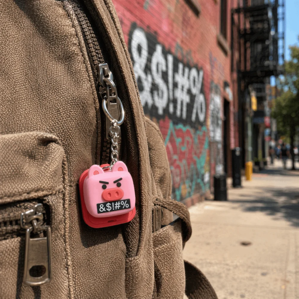 Swear Sound Pink Pig Button Keychain Emitting Sound Light Voice Keyboard Fidget Keychain Muffler Sound Cute Design