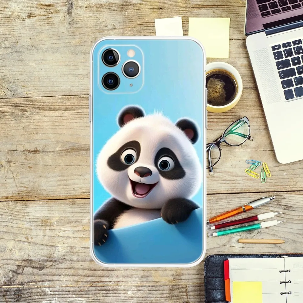 Cute Panda Phone Case For iPhone Apple 15,14,13,12,Mini,11,Pro,Max,Plus,X,XR,XS,8,SE,2020,Plus Transparent Cover