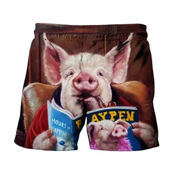 New 3D Printing Funny Pig Beach Shorts Men Casual Elastic Loose Surf Board Shorts Swimming Trunks Cool Street Short Fallow Pants