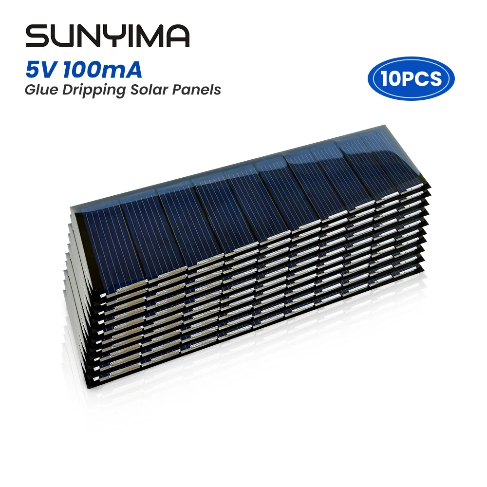 10pcs SUNYIMA Drip Solar Panel 120*30 5V100mA Polycrystalline Drip Solar Panel with Wired Warning Lights