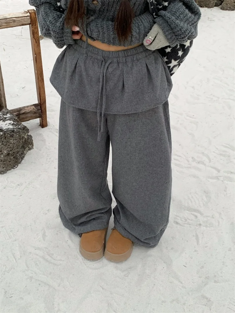 

Американский дизайн Sensation, женские повседневные брюки, драпированная юбка, широкие брюки, свободные брюки длиной до пола, осень-зима, универсальные модные брюки