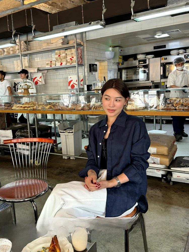 

Женская льняная рубашка Yangle свободного кроя, модная, королевский синий цвет, новинка осени 2025, удобная, элегантная, повседневная одежда