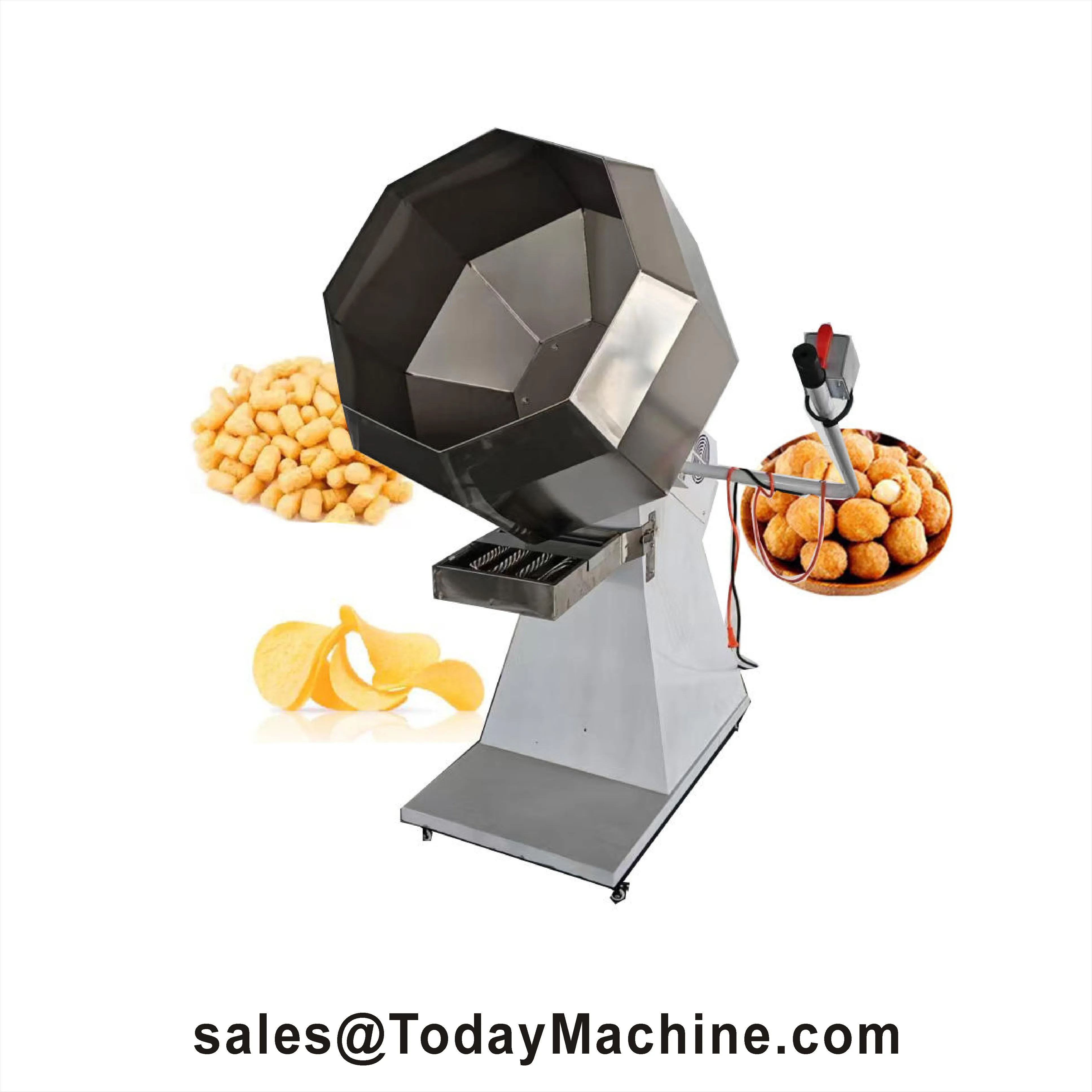 Máquina Mezcladora de Polvo Sazonador, Mezcladora Octogonal para Recubrimiento de Palomitas, Cacahuetes, Carne y Patatas Fritas