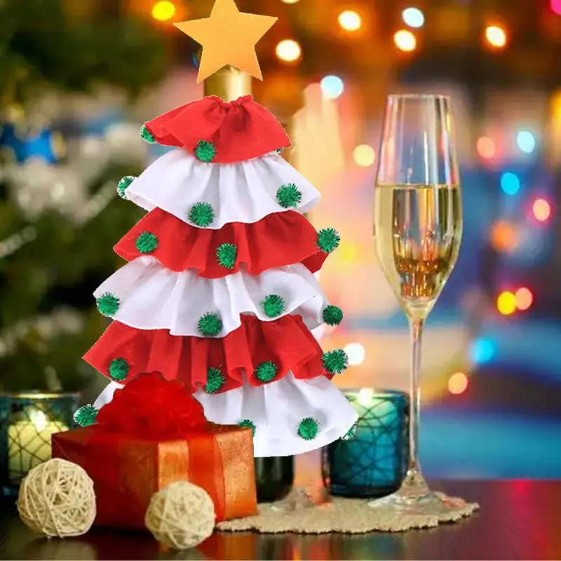 Christmas Wine Bottle Bag Christmas Tree Shape Wine Bottle Cover Wine Bottle Cover for Party Supplies Dinner Banquet Decorations