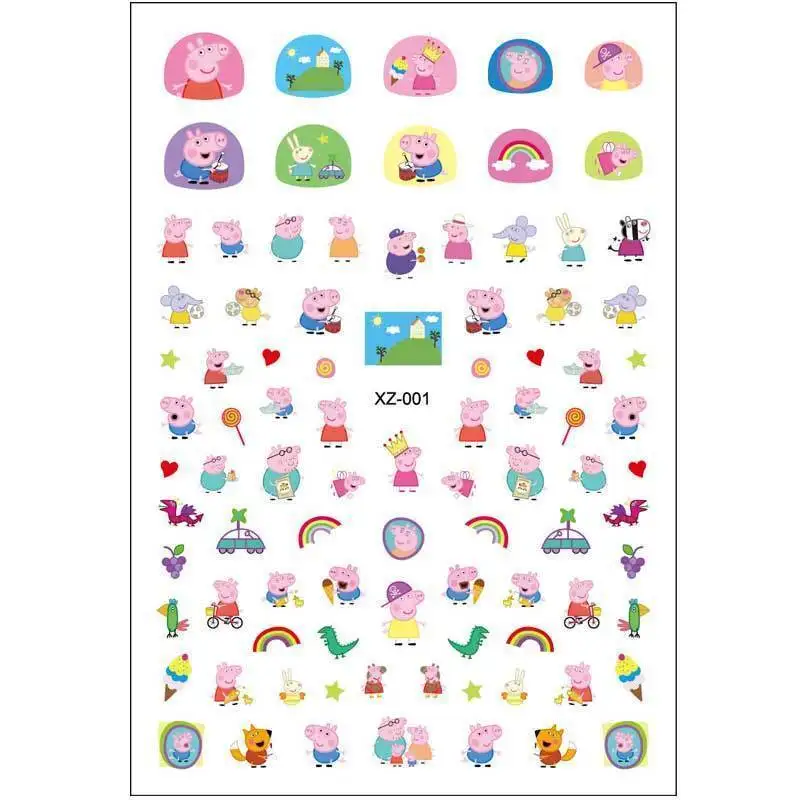 2-6pcs Peppa Pig Luminous Nail Stickers Cartoon Nail Decals Cute Fun Toy Decor Stickers for Girls, Phone Cases, Wall Stickers view 4