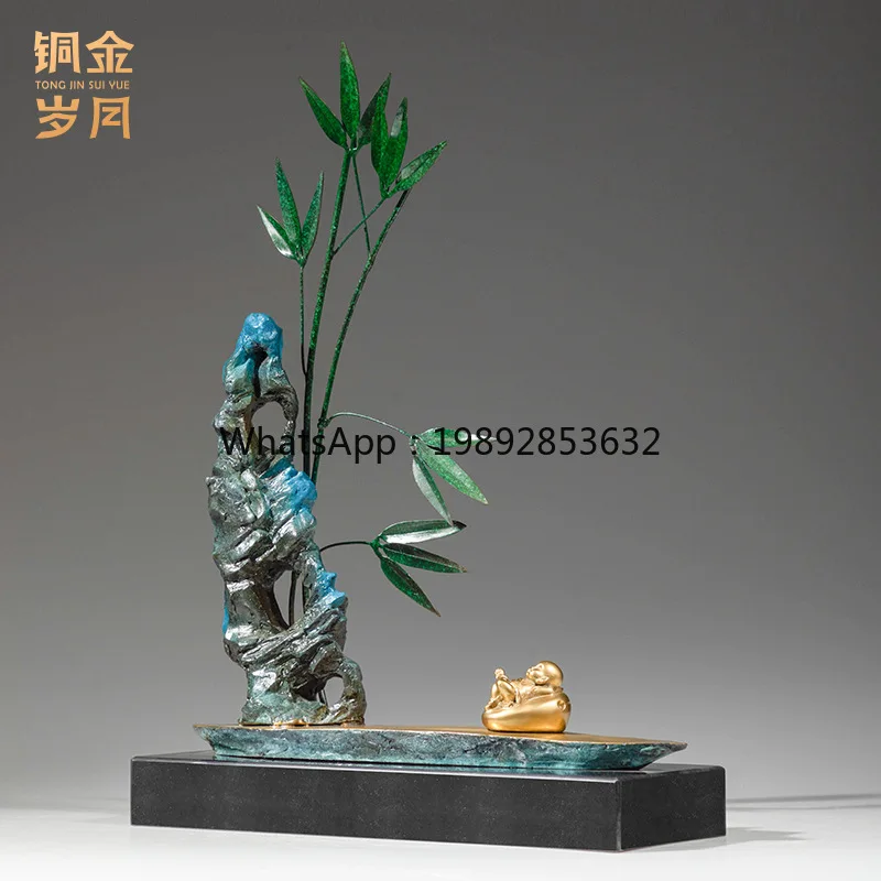 LYY Prosperous Bamboo Brass Ornament Creative Bamboo Copper Craft Ornament Living Room Entrance Office Decoration