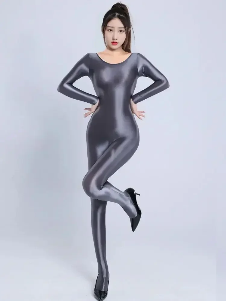 M XL Unisex busto sin costuras brillante Bodystocking Catsuit medias caliente Sexy leotardo mono unido mono de una pieza