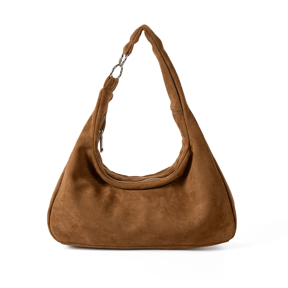 Shoulder Bags Women Suede Plain Pillow Shaped Light Protable Totes Autumn And Winter