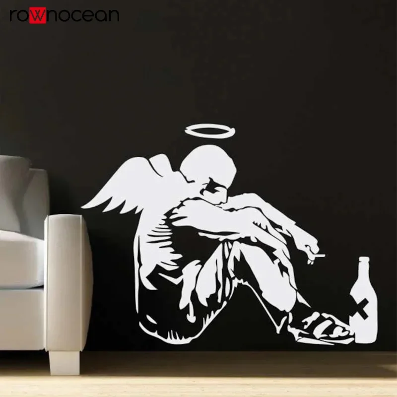 Banksy - Fallen Angel - Wall Sticker Art Decal Vinyl Bedroom home decoration accessories for living room  2349