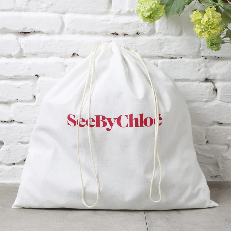 Baumwollverpackungsbeutel für Unternehmen, Stoff, Geschenkbeutel, Schuhe, Einkaufen, Kosmetik, Schmuck, staubdicht, Aufbewahrungstasche mit Kordelzug, Logo bedruckt