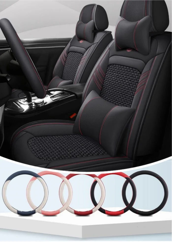 

Front and Back car seat covers + Steering wheel cover for Nissan Sentra 2025-2010 High quality breathable seat cushion seat case