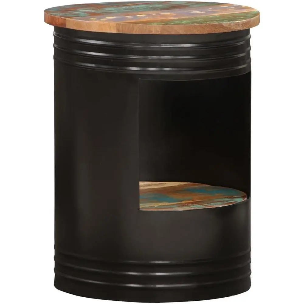 

Многоцветный кофейный столик ручной работы из переработанной древесины и стали, экологичный, с местом для хранения, 16.9x21.7