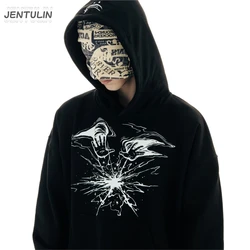 Punk Lyrical Print Clothing Oversized Hip Hop Pullover Streetwear Men's Hoodies Harajuku Fashion Tops Goth Hooded Sweatshirt Y2K