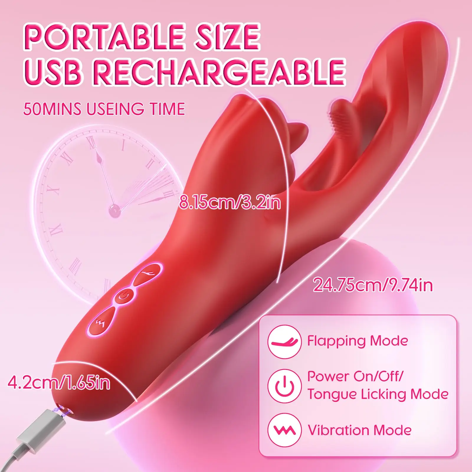 2 in 1 Tongue Thrusting Dildo Vibrator for Women 360 Rotating Clitoris Licking Flapping Stimulator G Spot Sex Toys for Adult 18+