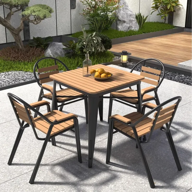Nordic Outdoor Balcony Table and Chair Set Waterproof Sunproof Garden Patio Dining Furniture Small Round Leisure Courtyard