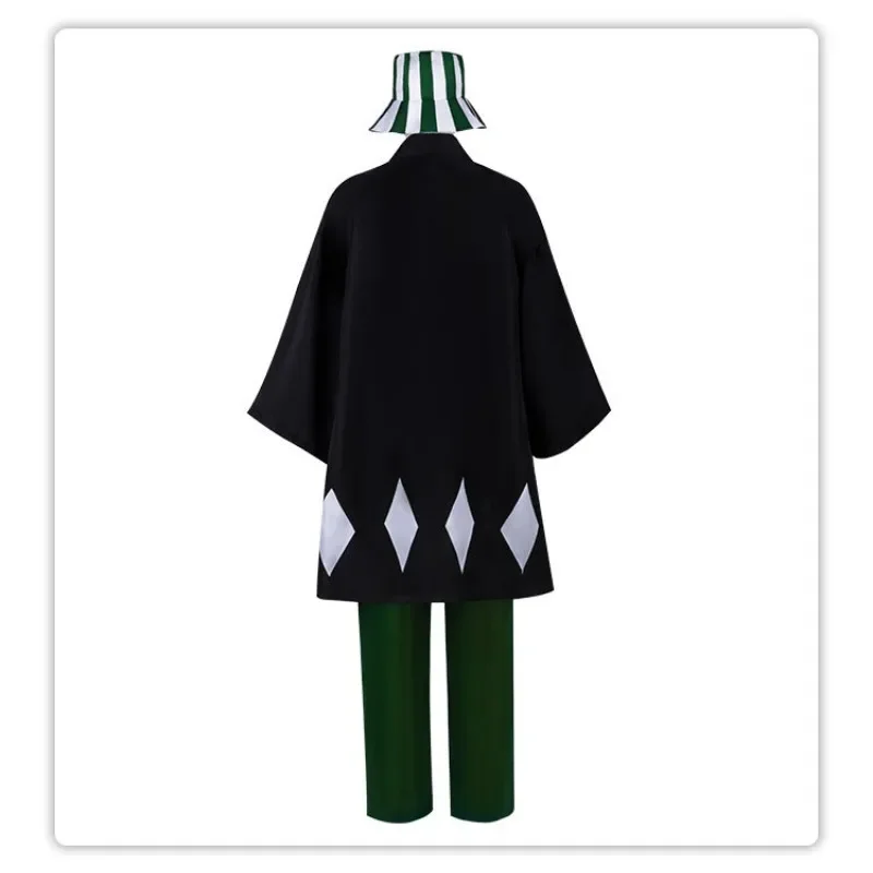 Anime Bleach Cosplay Urahara Kisuke Gotei 13 Costume Kimono Uniform Cape Top Pants Hat full Suit For Halloween Carnival Party