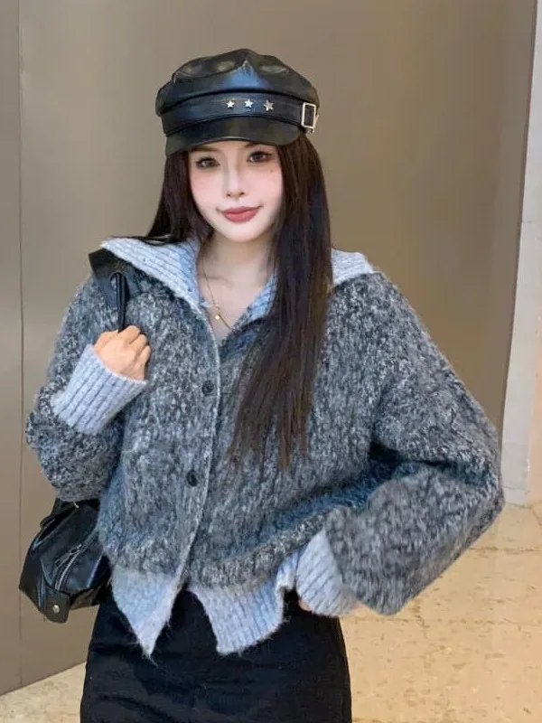 

plus Size Women's Vintage High Collar Knitwear Jaet Loose Fit Autumn Winter New Sle Versatile ort Length Casual Top