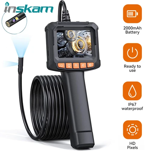 Cámara endoscópica Industrial, boroscopio Digital de mano LCD de 2,4 pulgadas, IP67, resistente al agua, HD1080P, cámara de alcantarillado de tuberías de 8mm, Cable semirrígido