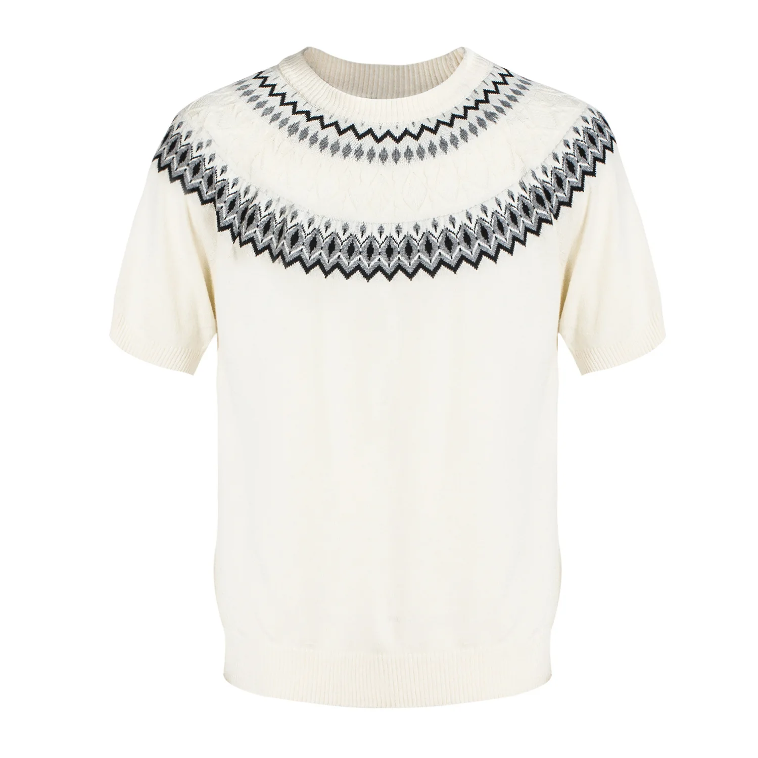 tシャツ Knitted wool blended round neck shoulder short sleeved knitted short sleeved men's clothing male shirts