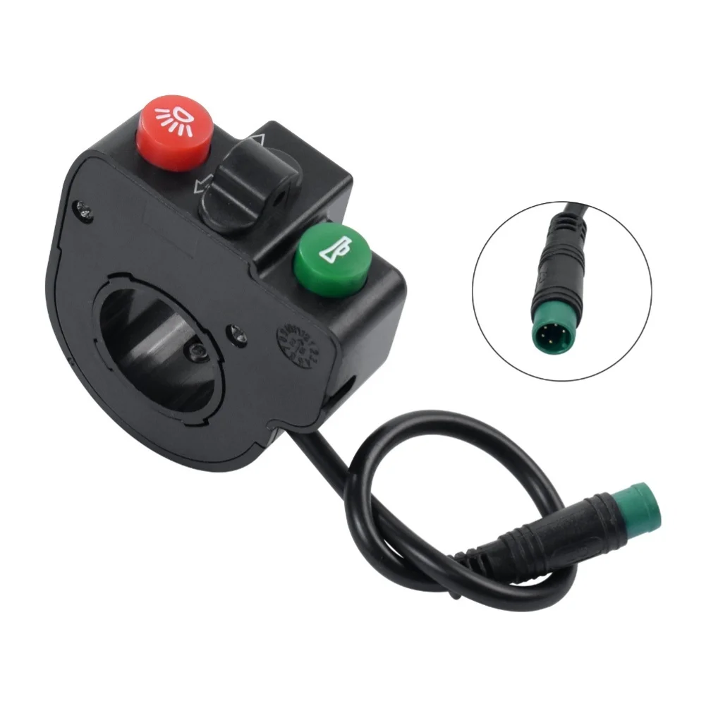 Lenkerschalter für Kugoo M4 Elektroroller mit Scheinwerfer, Hupe/Blinker, wasserdichter 5-Pin-Stecker/rot-grüne Tasten